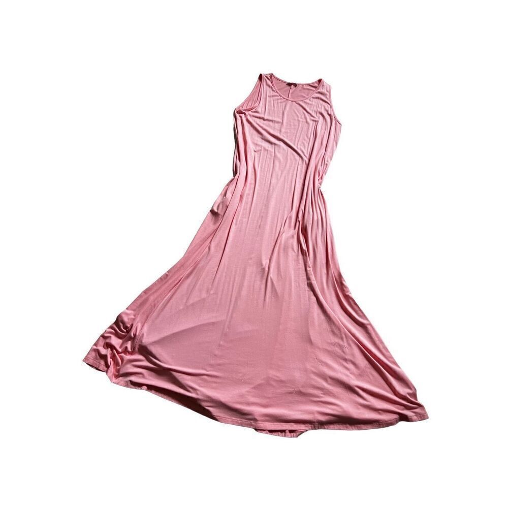 MILAN KISS Women's Sleeveless Maxi Dress with Pockets Dusty Pink M